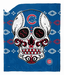 MLB Chicago Cubs Candy Skull Silk Touch Sherpa Throw Blanket 50x60 Inches