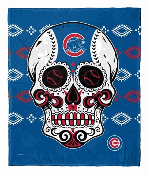 MLB Chicago Cubs Candy Skull Silk Touch Throw Blanket 50x60 Inches