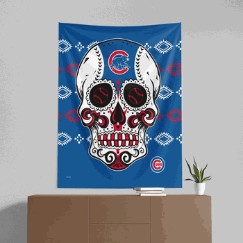 MLB Chicago Cubs Candy Skull Wall Hanging 50x60 Inches