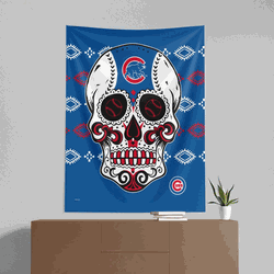 MLB Chicago Cubs Candy Skull Wall Hanging 50x60 Inches