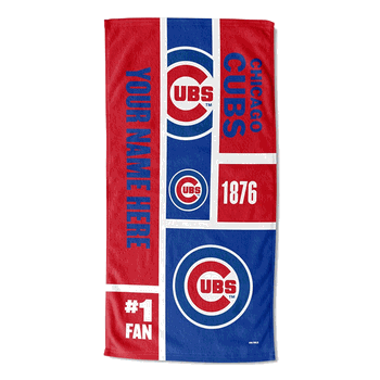 MLB Chicago Cubs Colorblock Personalized Beach Towel 30x60 Inches
