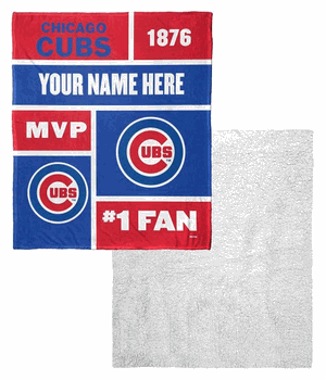 MLB Chicago Cubs Colorblock Personalized Silk Touch Sherpa Throw Blanket 50x60 Inches