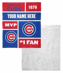 MLB Chicago Cubs Colorblock Personalized Silk Touch Sherpa Throw Blanket 50x60 Inches