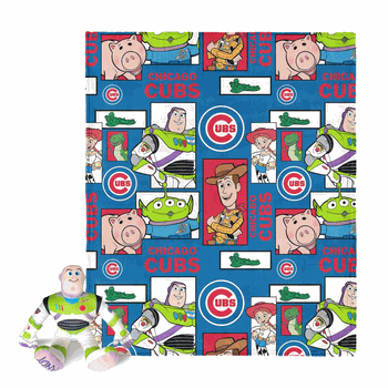 MLB Chicago Cubs Disney Toy Story Buzz Lightyear Cameo Hugger Pillow & Silk Touch Throw Blanket Set 40x50 Inches