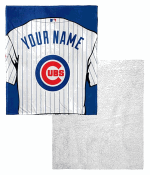 MLB Chicago Cubs Jersey Personalized Silk Touch Sherpa Throw Blanket 50 x 60 Inches