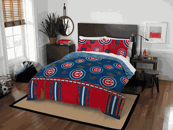 MLB Chicago Cubs Rotary Queen Bed In A Bag Set