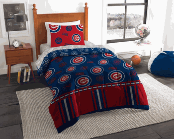 MLB Chicago Cubs Rotary Twin Bed In A Bag Set 64 x 86 Inches