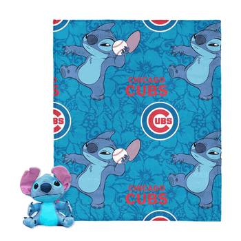 MLB Chicago Cubs Strike Stitch Hugger Pillow & Silk Touch Throw Blanket Set 40x50 Inches