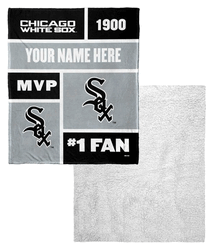 MLB Chicago White Sox Colorblock Personalized Silk Touch Sherpa Throw Blanket 50x60 Inches