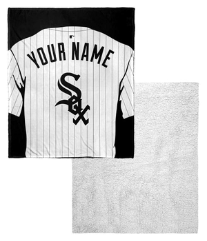 MLB Chicago White SoxJersey Personalized Silk Touch Sherpa Throw Blanket 50x60 Inches