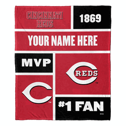 MLB Cincinnati Reds Colorblock Personalized Silk Touch Throw Blanket 50 x 60 Inches