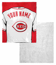 MLB Cincinnati Reds Jersey Personalized Silk Touch Sherpa Throw Blanket 50 x 60 Inches