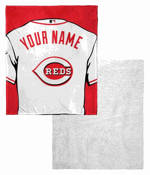MLB Cincinnati Reds Jersey Personalized Silk Touch Sherpa Throw Blanket 50 x 60 Inches