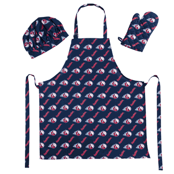 MLB Cleveland Guardians 3 Piece Set - Apron Oven Mitt and Hat 28 x 31 7 x 12 12 x 10 Inches