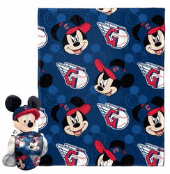 MLB Cleveland Guardians Pitch Crazy Mickey Hugger Pillow & Silk Touch Throw Blanket Set 40x50 Inches