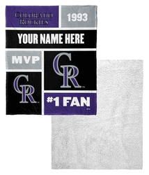 MLB Colorado Rockies Colorblock Personalized Silk Touch Sherpa Throw Blanket 50x60 Inches