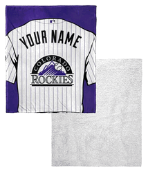 MLB Colorado Rockies Jersey Personalized Silk Touch Sherpa Throw Blanket 50 x 60 Inches