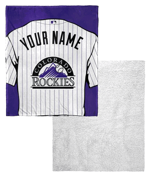 MLB Colorado Rockies Jersey Personalized Silk Touch Sherpa Throw Blanket 50 x 60 Inches