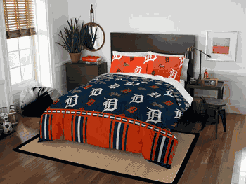 MLB Detroit Detroit Tigers Rotary Queen Bed In A Bag Set