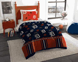 MLB Detroit Detroit Tigers Rotary Twin Bed In A Bag Set