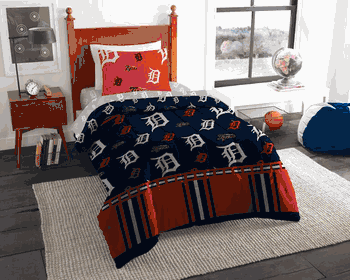MLB Detroit Detroit Tigers Rotary Twin Bed In A Bag Set