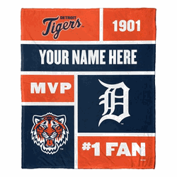 MLB Detroit Tigers Colorblock Personalized Silk Touch Throw Blanket 50 x 60 Inches