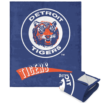 MLB Detroit Tigers Cooperstown Collection Throwback Silk Touch Sherpa Throw Blanket 50 x 60 Inches