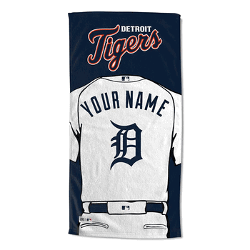 MLB Detroit Tigers Jersey Personalized Beach Towel 30 x 60 Inches