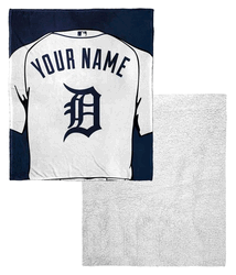 MLB Detroit Tigers Jersey Personalized Silk Touch Sherpa Throw Blanket 50x60 Inches