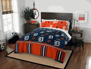 MLB Detroit Tigers Rotary Full Bed In A Bag Set 78 x 86 Inches