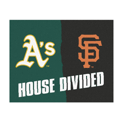 MLB House Divided - Athletics / Giants House Divided Rug - 34 in. x 42.5 in.