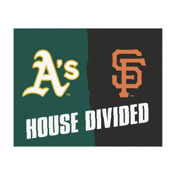 MLB House Divided - Athletics / Giants House Divided Rug - 34 in. x 42.5 in.