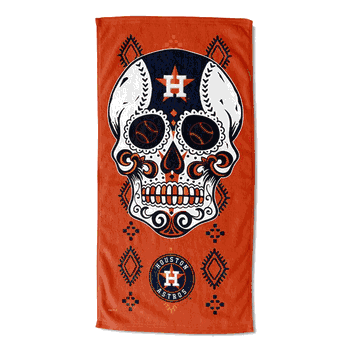 MLB Houston Astros Candy Skull Printed Beach Towel