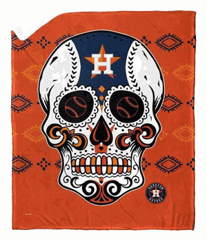 MLB Houston Astros Candy Skull Silk Touch Sherpa Throw Blanket 50x60 Inches