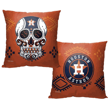 MLB Houston Astros Candy Skull Throw Pillow 18x18 Inches