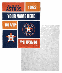 MLB Houston Astros Colorblock Personalized Silk Touch Sherpa Throw Blanket 50x60 Inches