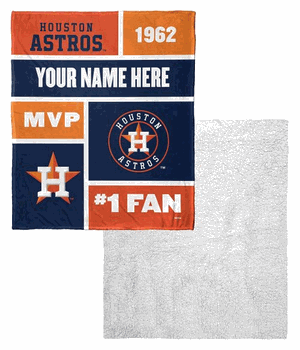MLB Houston Astros Colorblock Personalized Silk Touch Sherpa Throw Blanket 50x60 Inches