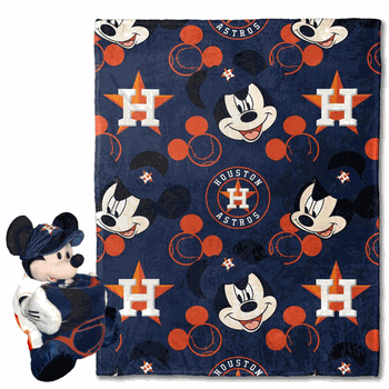 MLB Houston Astros Pitch Crazy Mickey Hugger Pillow & Silk Touch Throw Blanket Set 40x50 Inches
