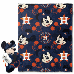 MLB Houston Astros Pitch Crazy Mickey Hugger Pillow & Silk Touch Throw Blanket Set 40x50 Inches