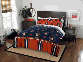 MLB Houston Astros Rotary Queen Bed In A Bag Set 86 x 86 Inches