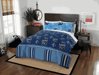MLB Kansas City Kansas City Royals Rotary Queen Bed In A Bag Set