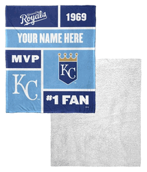 MLB Kansas City Royals Colorblock Personalized Silk Touch Sherpa Throw Blanket 50x60 Inches