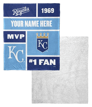 MLB Kansas City Royals Colorblock Personalized Silk Touch Sherpa Throw Blanket 50x60 Inches