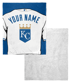 MLB Kansas City Royals Jersey Personalized Silk Touch Sherpa Throw Blanket 50x60 Inches