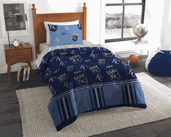 MLB Kansas City Royals Rotary Twin Bed In A Bag Set 64 x 86 Inches