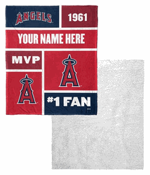 MLB Los Angeles Angels Colorblock Personalized Silk Touch Sherpa Throw Blanket 50x60 Inches