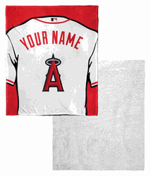 MLB Los Angeles Angels Jersey Personalized Silk Touch Sherpa Throw Blanket 50 x 60 Inches