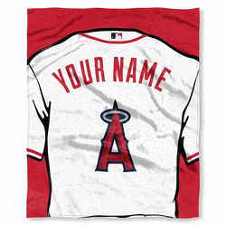 MLB Los Angeles Angels Jersey Personalized Silk Touch Throw Blanket 50x60 Inches