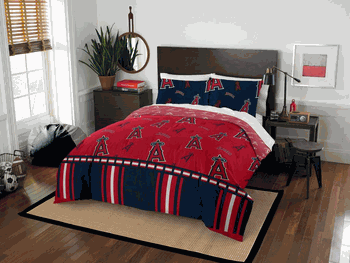 MLB Los Angeles Angels Rotary Queen Bed In A Bag Set 86 x 86 Inches