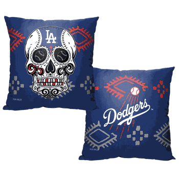MLB Los Angeles Dodgers Candy Skull Printed Throw Pillow